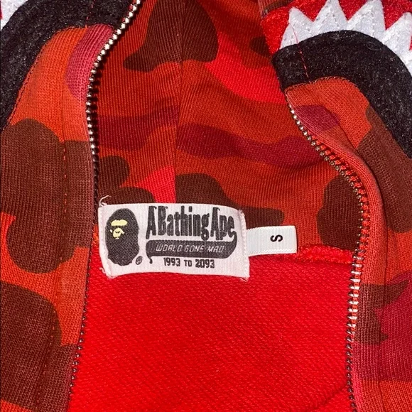 Bape Red Jacket with Hood and Zipper